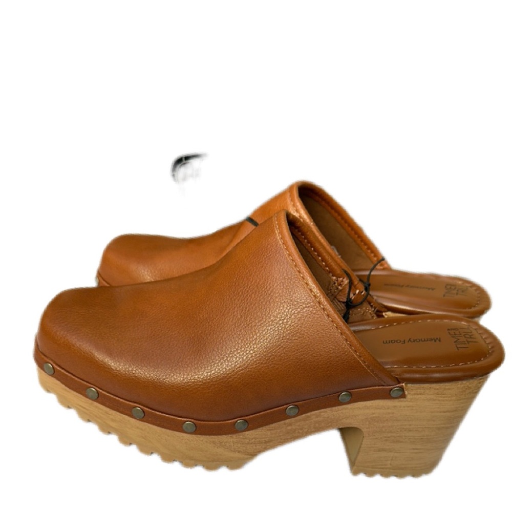 Time & true high heal clog shoes, brown, size 9